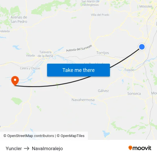 Yuncler to Navalmoralejo map