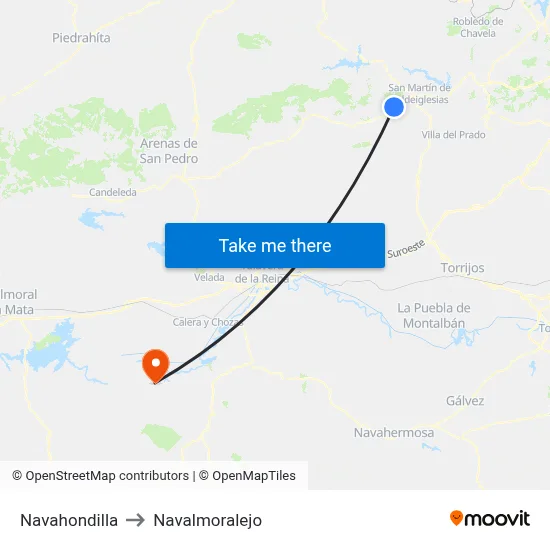 Navahondilla to Navalmoralejo map