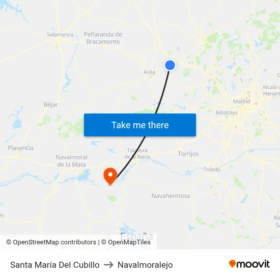 Santa María Del Cubillo to Navalmoralejo map