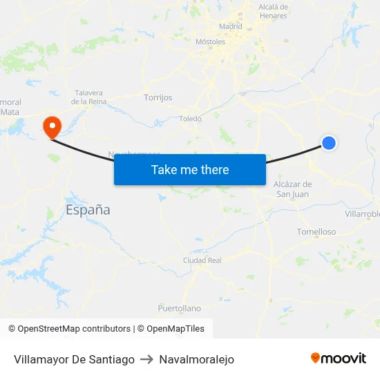 Villamayor De Santiago to Navalmoralejo map