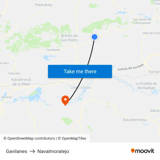Gavilanes to Navalmoralejo map