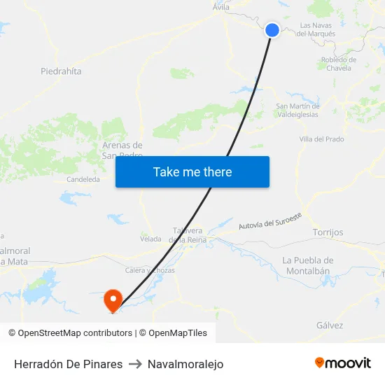 Herradón De Pinares to Navalmoralejo map