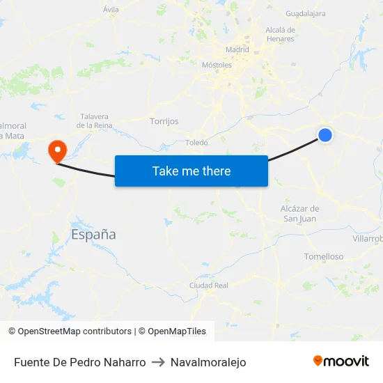 Fuente De Pedro Naharro to Navalmoralejo map