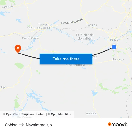 Cobisa to Navalmoralejo map