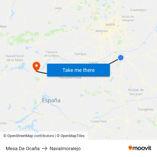 Mesa De Ocaña to Navalmoralejo map