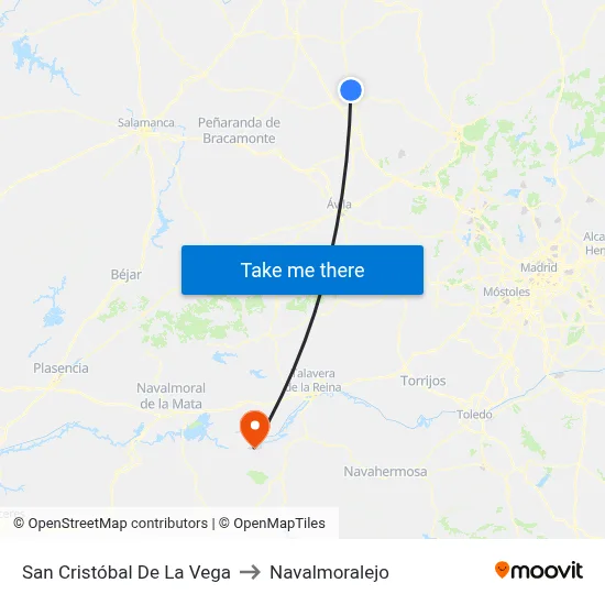 San Cristóbal De La Vega to Navalmoralejo map