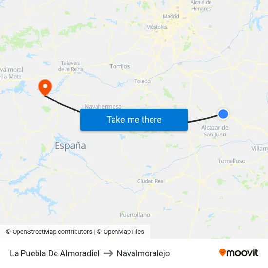 La Puebla De Almoradiel to Navalmoralejo map