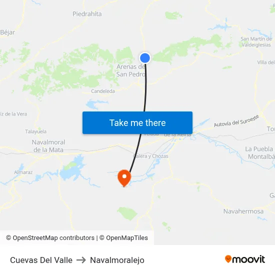 Cuevas Del Valle to Navalmoralejo map
