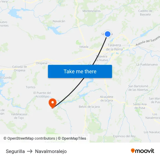 Segurilla to Navalmoralejo map
