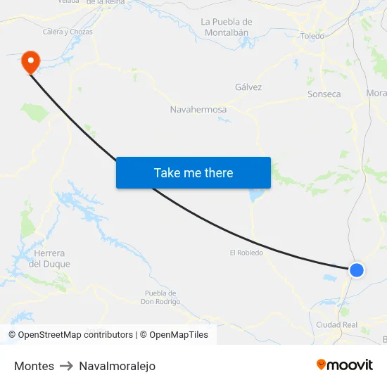 Montes to Navalmoralejo map