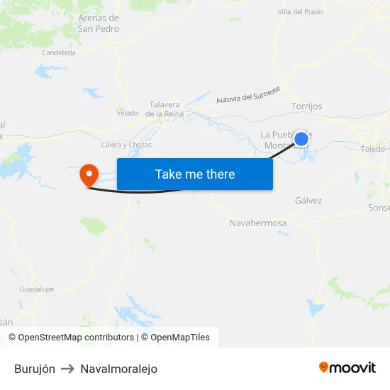 Burujón to Navalmoralejo map