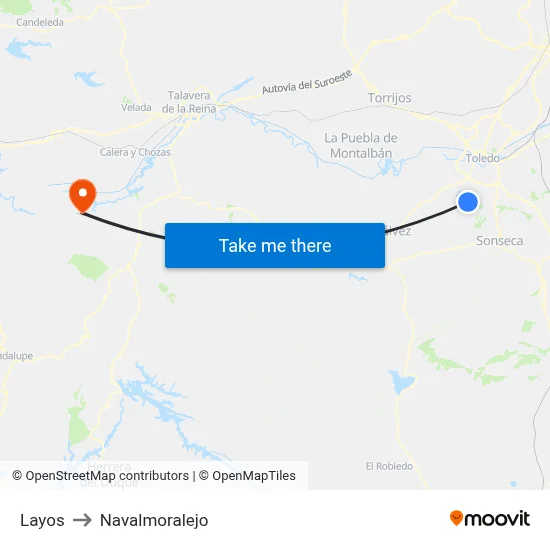 Layos to Navalmoralejo map