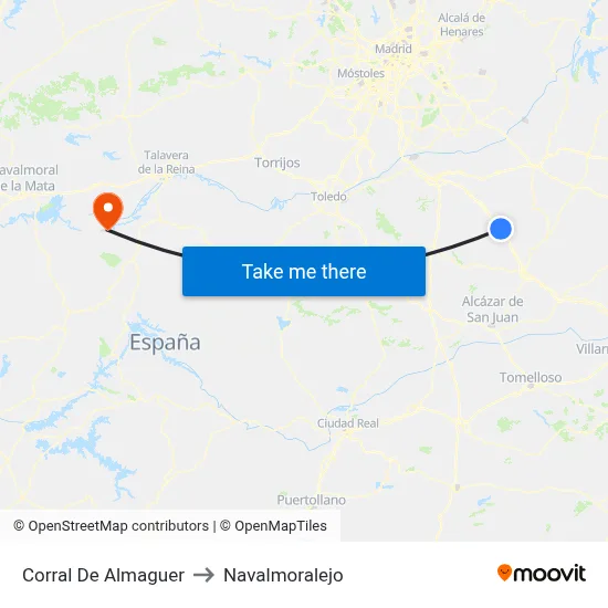 Corral De Almaguer to Navalmoralejo map