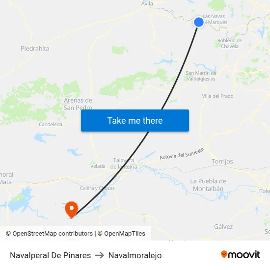 Navalperal De Pinares to Navalmoralejo map