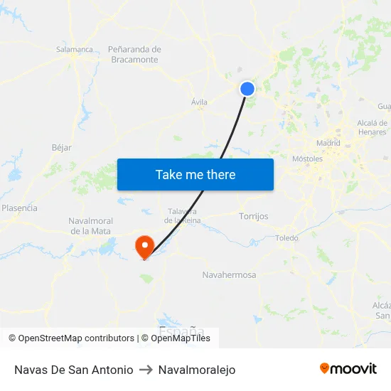 Navas De San Antonio to Navalmoralejo map