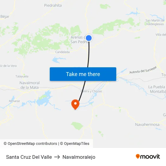 Santa Cruz Del Valle to Navalmoralejo map