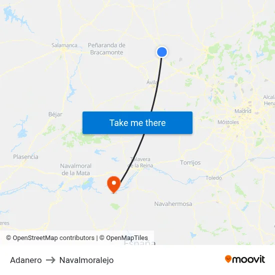 Adanero to Navalmoralejo map
