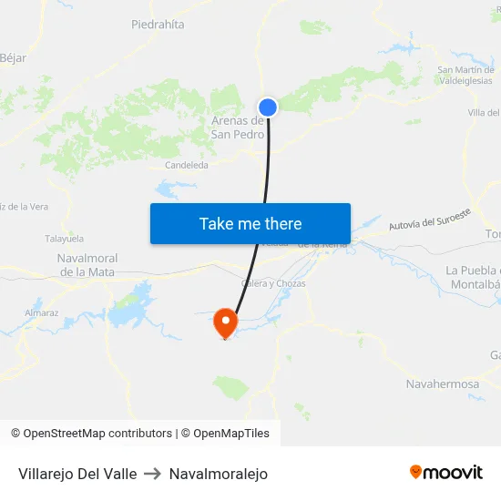 Villarejo Del Valle to Navalmoralejo map