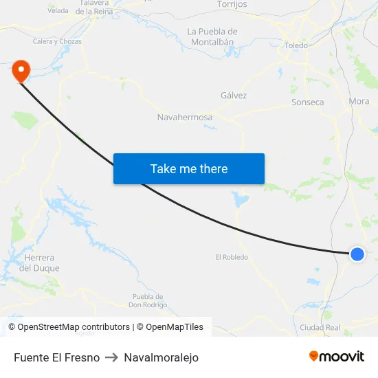 Fuente El Fresno to Navalmoralejo map