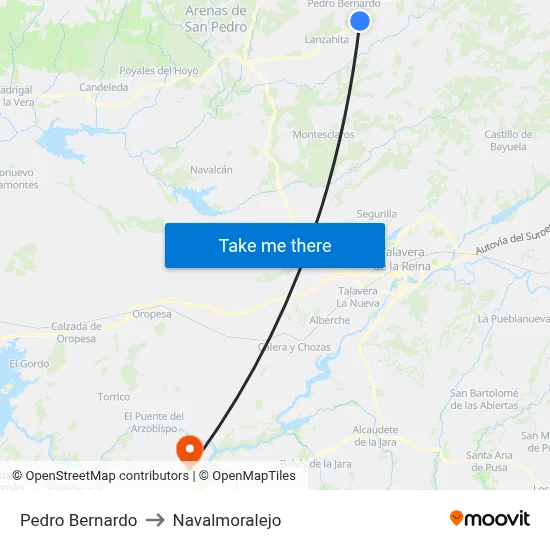 Pedro Bernardo to Navalmoralejo map