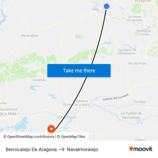 Berrocalejo De Aragona to Navalmoralejo map