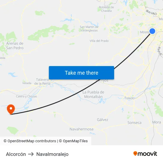 Alcorcón to Navalmoralejo map