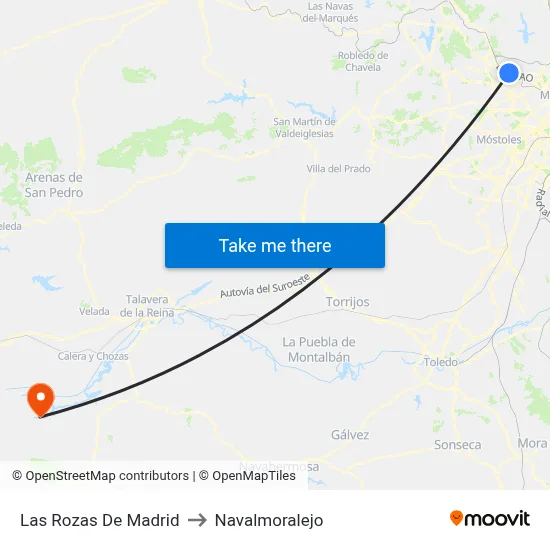 Las Rozas De Madrid to Navalmoralejo map