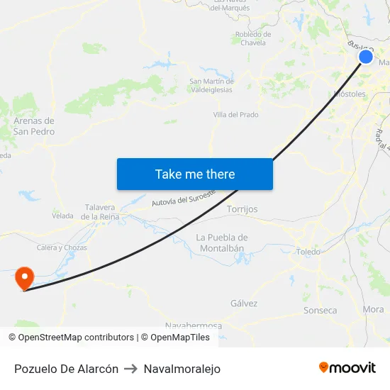 Pozuelo De Alarcón to Navalmoralejo map