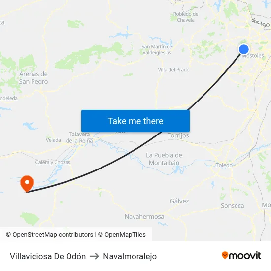 Villaviciosa De Odón to Navalmoralejo map