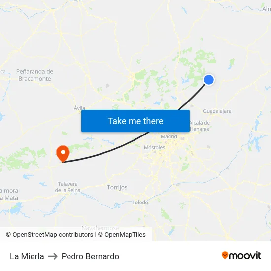 La Mierla to Pedro Bernardo map