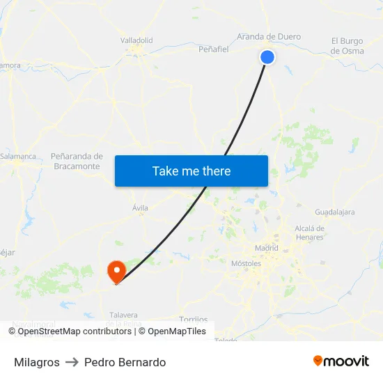 Milagros to Pedro Bernardo map