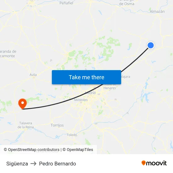 Sigüenza to Pedro Bernardo map