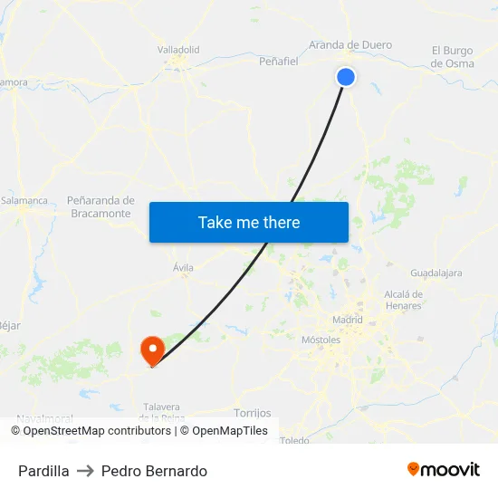 Pardilla to Pedro Bernardo map