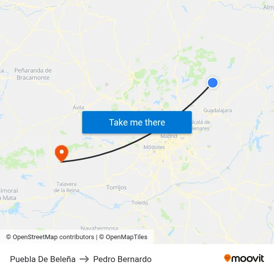 Puebla De Beleña to Pedro Bernardo map