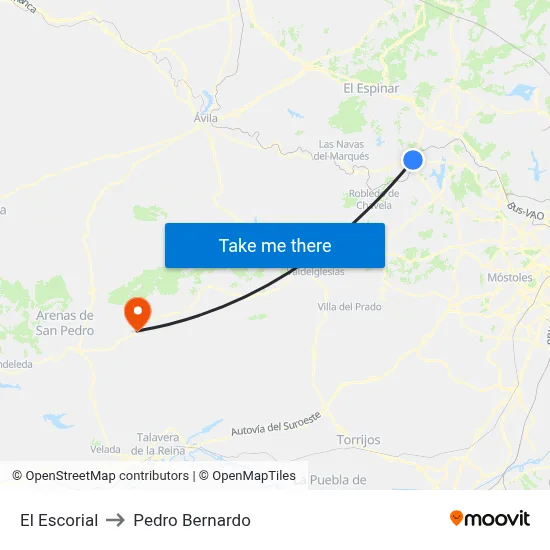 El Escorial to Pedro Bernardo map