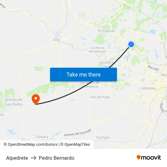 Alpedrete to Pedro Bernardo map