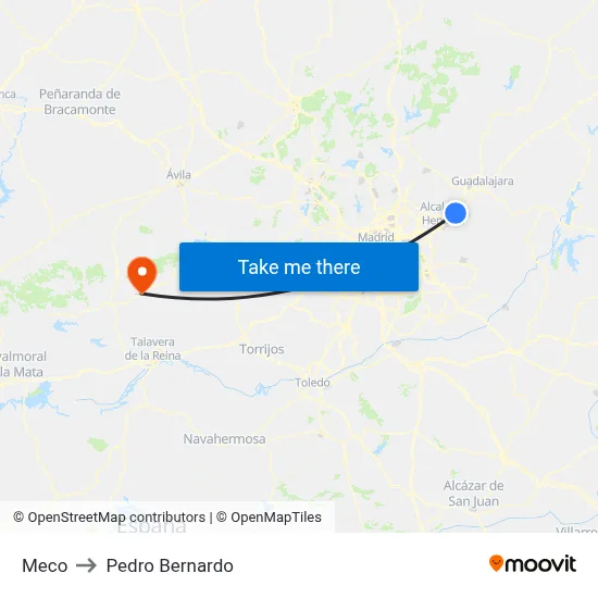 Meco to Pedro Bernardo map
