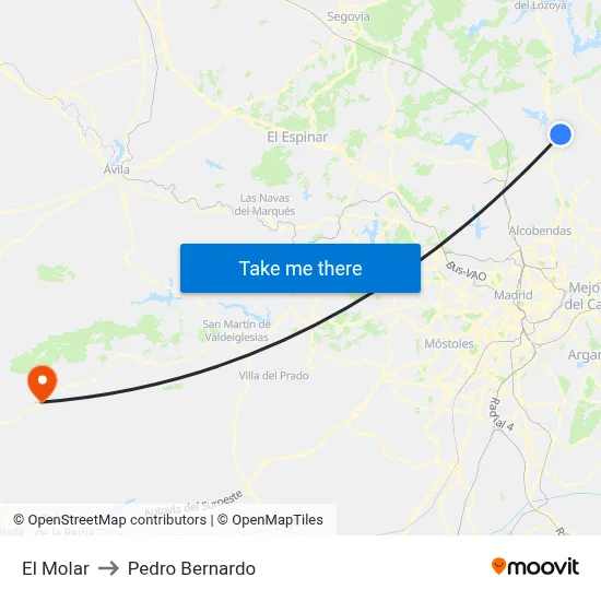 El Molar to Pedro Bernardo map