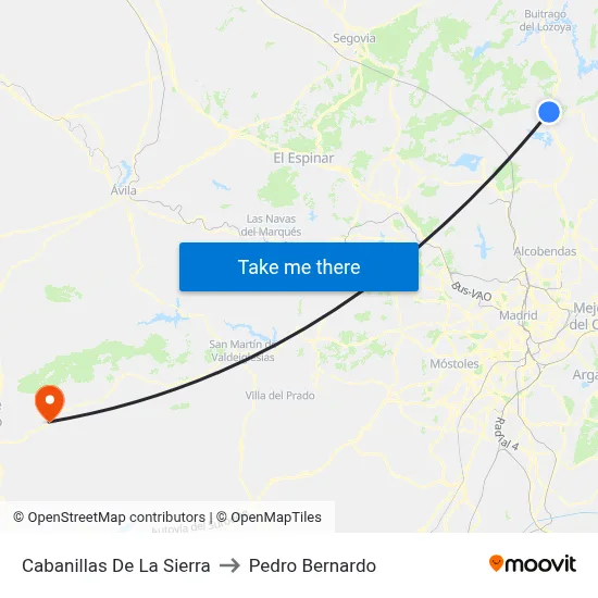 Cabanillas De La Sierra to Pedro Bernardo map