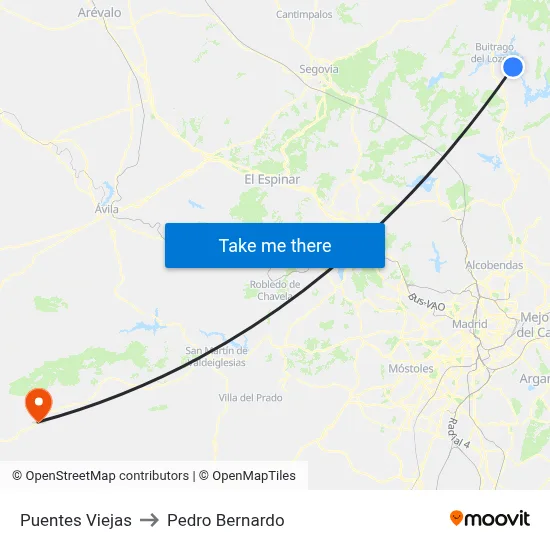 Puentes Viejas to Pedro Bernardo map