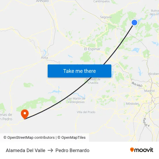 Alameda Del Valle to Pedro Bernardo map