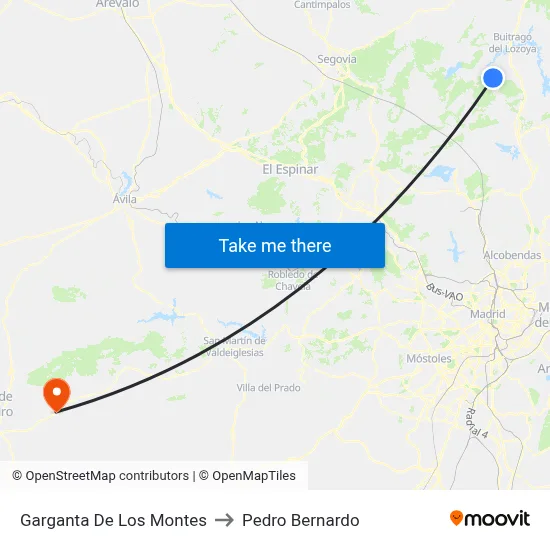 Garganta De Los Montes to Pedro Bernardo map