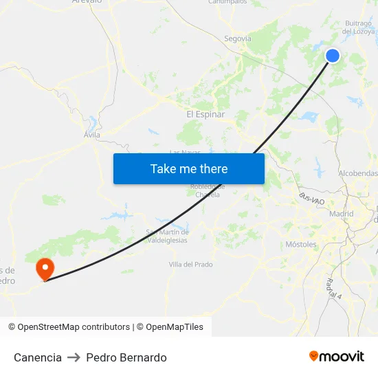 Canencia to Pedro Bernardo map