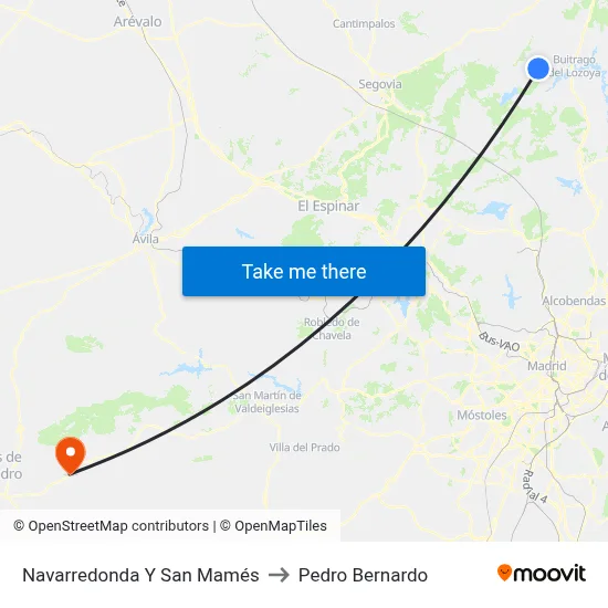 Navarredonda Y San Mamés to Pedro Bernardo map