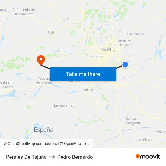 Perales De Tajuña to Pedro Bernardo map