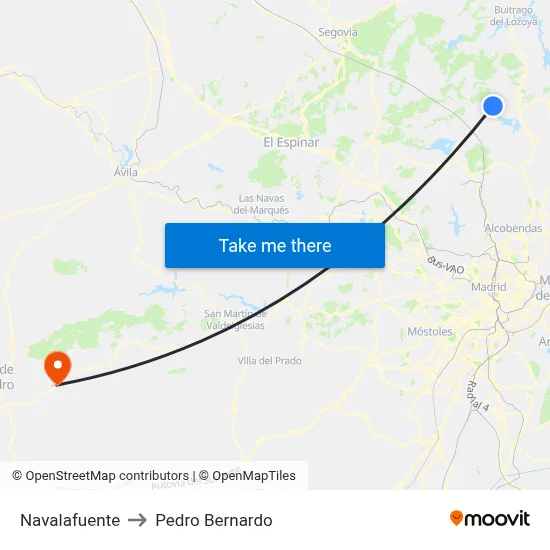 Navalafuente to Pedro Bernardo map