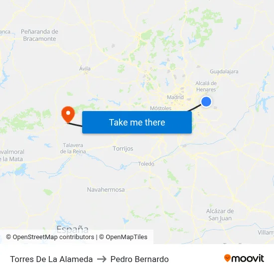 Torres De La Alameda to Pedro Bernardo map