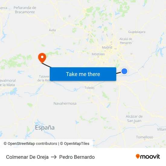 Colmenar De Oreja to Pedro Bernardo map