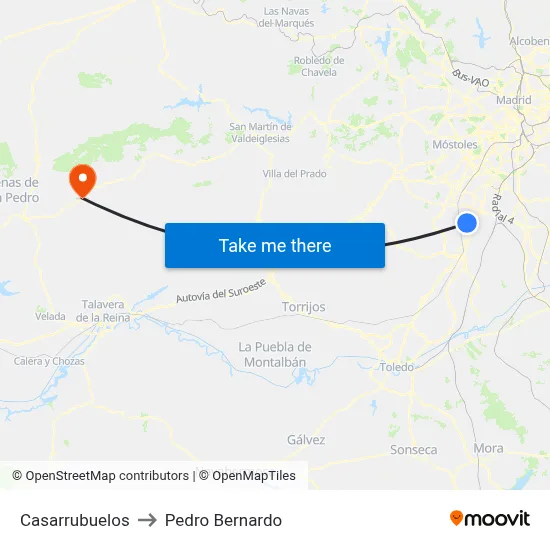 Casarrubuelos to Pedro Bernardo map