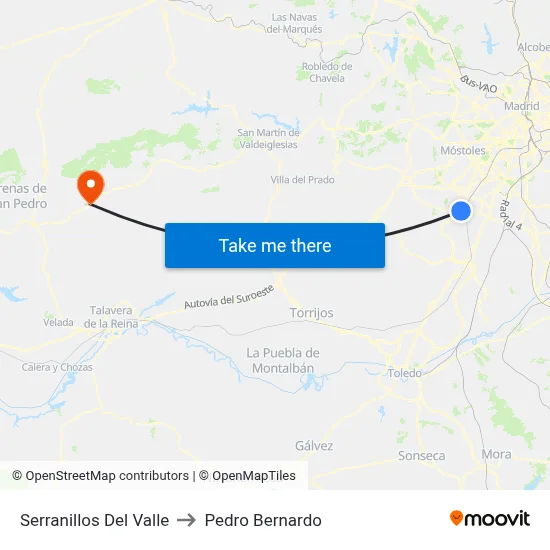 Serranillos Del Valle to Pedro Bernardo map